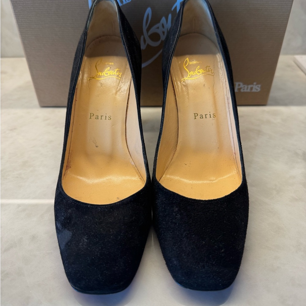 Christian louboutin viva 85 suede black pumps, size 36